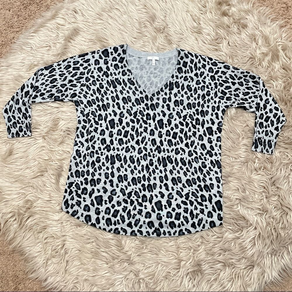 Joie leopard print vneck sweater XS